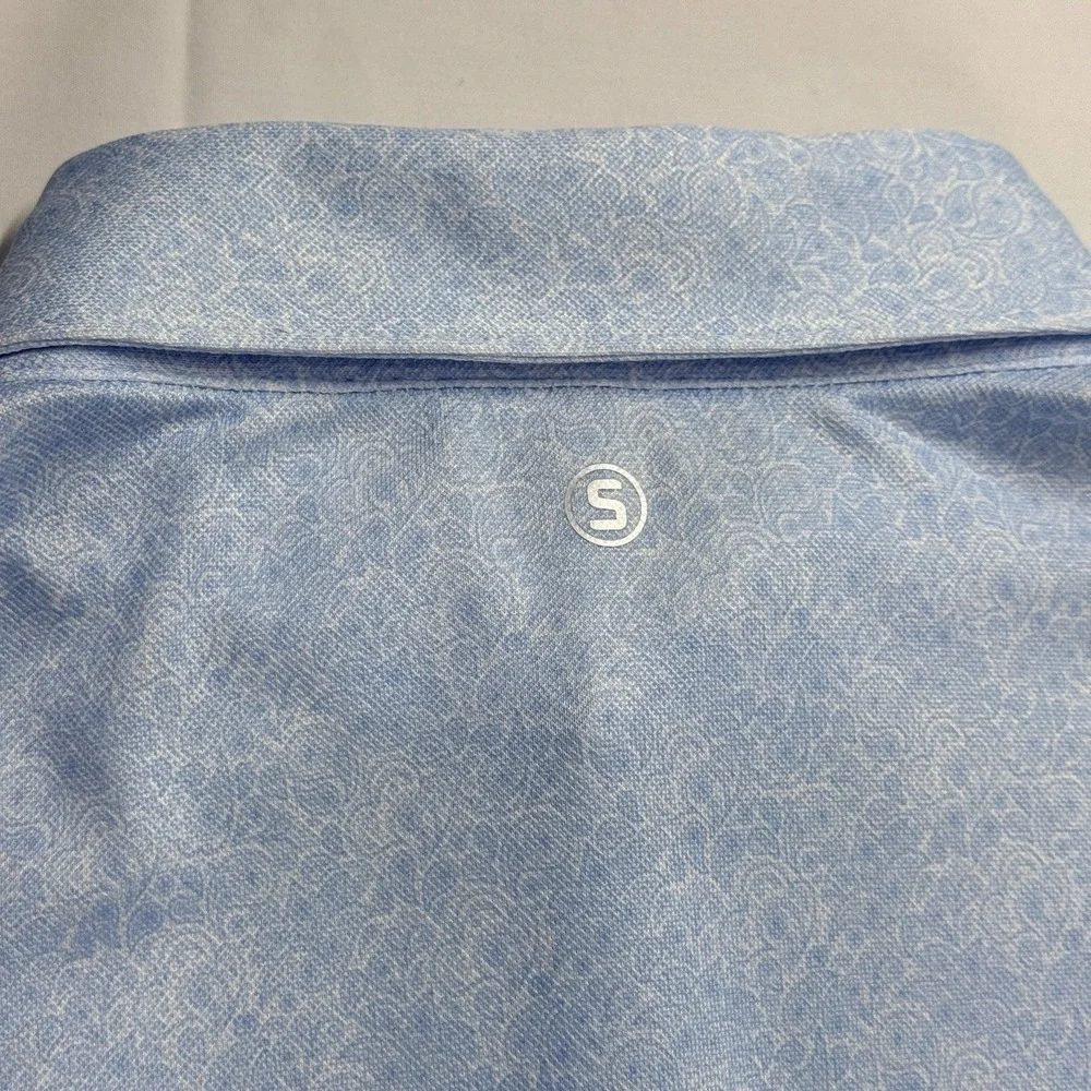Stitch Mens Golf Polo Blue White Paisley Size M/L Country Club Logo
